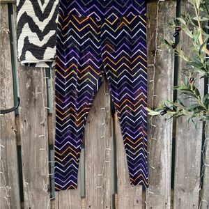LuLaRoe Disney- Purple and Orange Chevron Leggings- Tall & Curvy